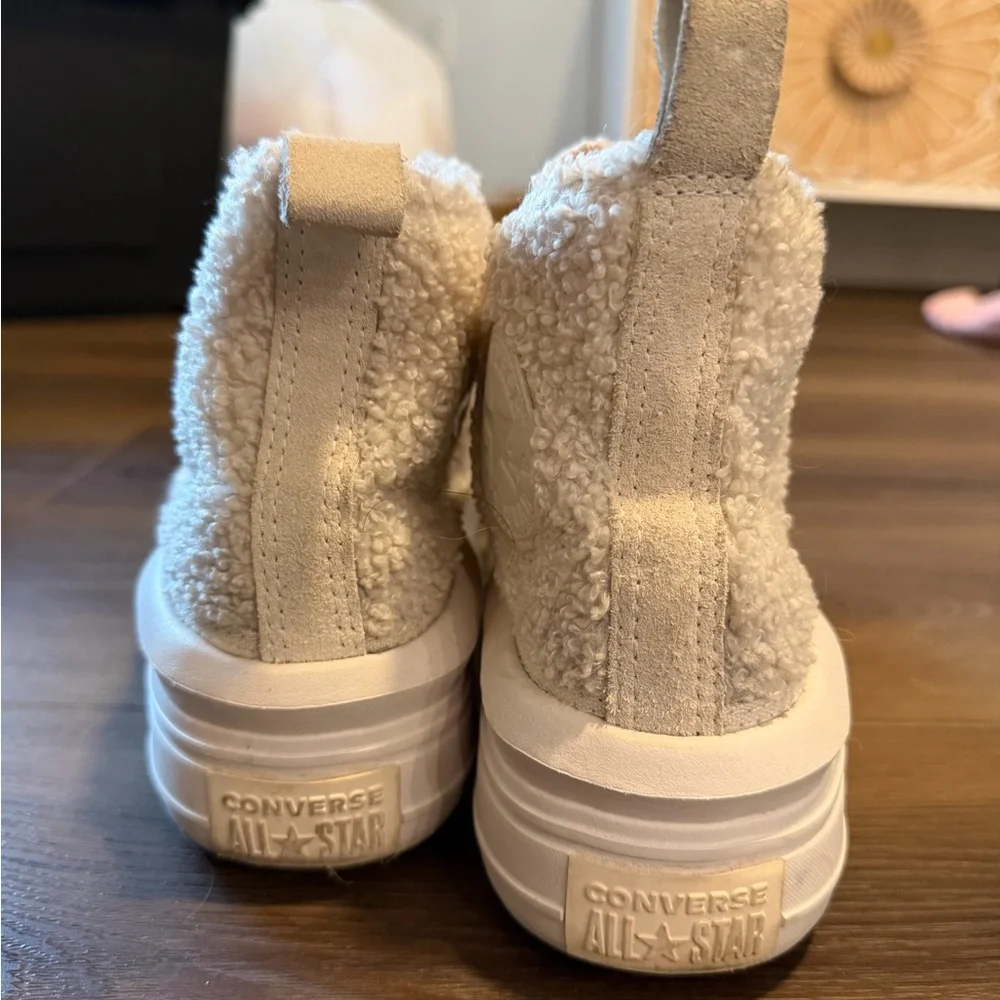 Sherpa Converse Cream High-Top Sneakers - Picture 3 of 4